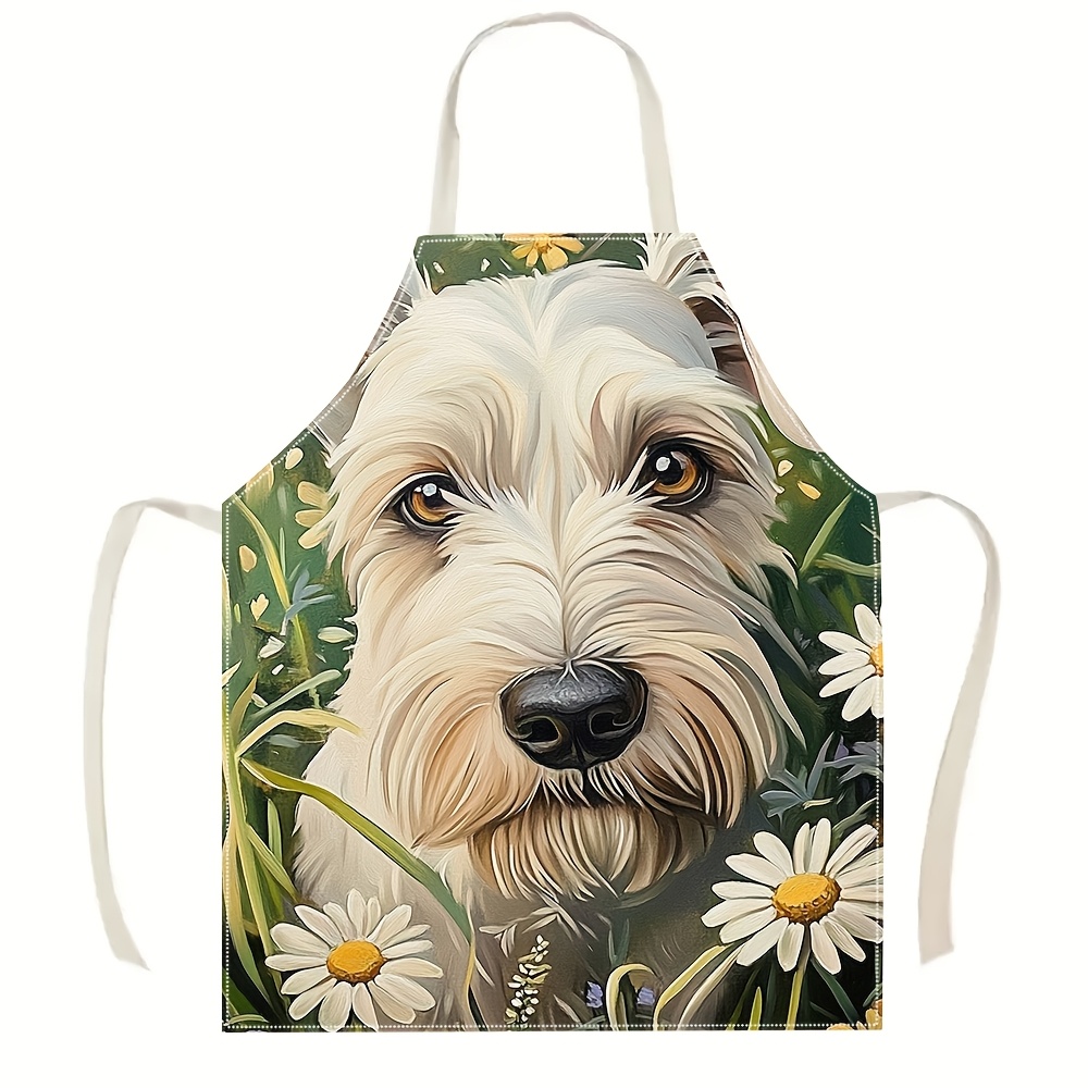 Mom'S Home Cooking - Tablier Chien Blanc Adorable, Bavoir de