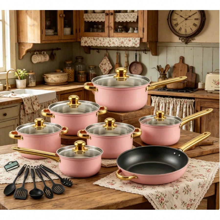 Home Cooking Channel - Ensemble d'ustensiles de cuisine en acier
