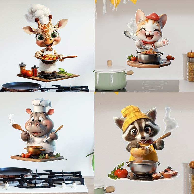 Home Cooking Channel - Autocollant mural de cuisine mignon, girafe,